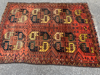 A lovely small antique Turkmen Ersari rug from the Amu Darya region. Size: 185x137cm / 6‘1ft by 4‘5ft http://www.najib.de You can also contact us through Whatsapp or telephone: +49 177 8850135  