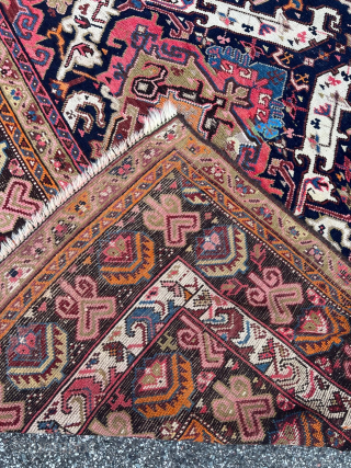 A large antique Caucasian Karabagh rug, archaic design. Size: ca. 435x210cm / 14‘3ft by 7ft http://www.najib.de  Whatsapp: +49 177 8850135            