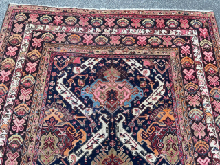 A large antique Caucasian Karabagh rug, archaic design. Size: ca. 435x210cm / 14‘3ft by 7ft http://www.najib.de  Whatsapp: +49 177 8850135            