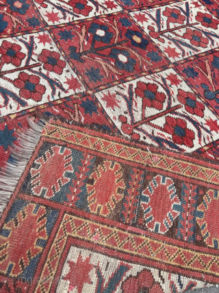Antique Turkmen Beshir carpet, age: circa 1850. Origin: Amu Darya region.  Beautiful tree design with red and white field. Size: ca. 305x145cm / 10ft by 4’8ft http://www.najib.de     
