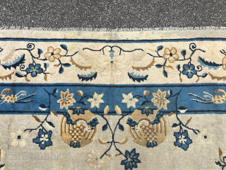 Antique Chinese Peking carpet, beautiful ivory field color. Size: 370x300cm / 12’3ft by 9’9ft http://www.najib.de                  