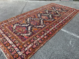 A large antique Caucasian Karabagh rug, archaic design. Size: ca. 435x210cm / 14‘3ft by 7ft http://www.najib.de  Whatsapp: +49 177 8850135            