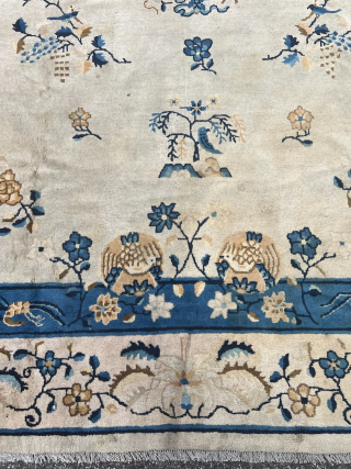 Antique Chinese Peking carpet, beautiful ivory field color. Size: 370x300cm / 12’3ft by 9’9ft http://www.najib.de                  