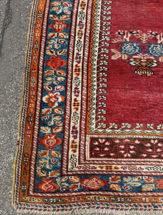 Rare antique Caucasian Karabagh prayer rug. The border pattern can be seen as a field design in many Gol Farang Karabagh rugs. Age: circa 1900. Size: circa 180x130cm / 6ft by 4,3ft  ...