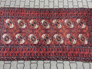 Antique Turkmen inspired Baluch rug, size: ca 197cm x 102cm / 6'5''ft x 3'4''ft                   