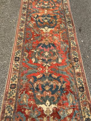 Antique Anatolian Oushak/ Smyrna runner, over 300 years old. Size: circa 525x110cm / 17’2ft by 3’6ft Several old repairs http://www.najib.de you can also contact us through telephone/WhatsApp: +49 177 8850135   