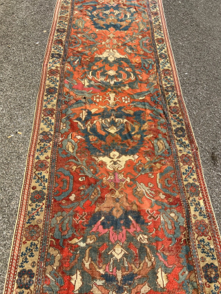 Antique Anatolian Oushak/ Smyrna runner, over 300 years old. Size: circa 525x110cm / 17’2ft by 3’6ft Several old repairs http://www.najib.de you can also contact us through telephone/WhatsApp: +49 177 8850135   