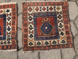 Pair of antique Northwest Persian bagfaces (Shahsavan?), size of each: ca. 50x48cm / 1'7''ft x 1'6''ft                 