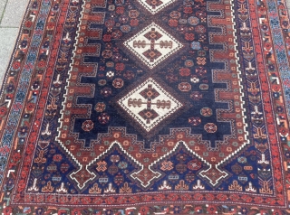 A very nice antique Afshar rug from Southpersia, size: ca. 200x165cm / 6'6''ft by 5'4''ft, all natural dyes.  The pile is a little bit low in the center, otherwise good condition.  ...