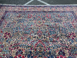 A highly decorative antique Persian Kirman carpet, oversize: 605x360cm / 19’9ft by 11’9ft  http://www.najib.de                  