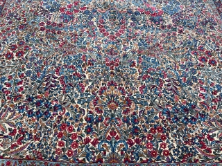 A highly decorative antique Persian Kirman carpet, oversize: 605x360cm / 19’9ft by 11’9ft  http://www.najib.de                  