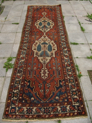 Antique Persian Bakhtiary long rug . Age : ca 1900 . Size : ca 335cm x 107cm ( 11' x 3'5'' )           