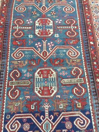 Large antique Caucasian Perepedil Shirvan rug, size: ca. 285x145cm / 9'4''ft x 4'8''ft , some condition problems but still very nice.
            