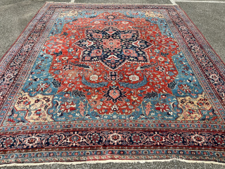 Fresh arrival from an old German estate: Beautiful Heriz from Northwest Persia. Very decorative. Size: circa 420x350cm / 13‘7ft by 11‘5ft http://www.najib.de you can also contact us through Whatsapp or telephone: +49  ...