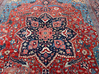Fresh arrival from an old German estate: Beautiful Heriz from Northwest Persia. Very decorative. Size: circa 420x350cm / 13‘7ft by 11‘5ft http://www.najib.de you can also contact us through Whatsapp or telephone: +49  ...