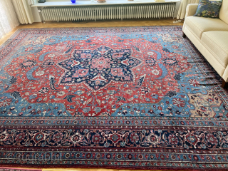 Fresh arrival from an old German estate: Beautiful Heriz from Northwest Persia. Very decorative. Size: circa 420x350cm / 13‘7ft by 11‘5ft http://www.najib.de you can also contact us through Whatsapp or telephone: +49  ...