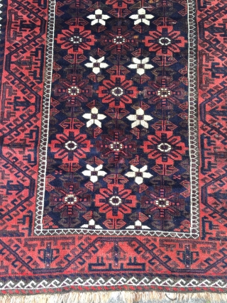 Very nice antique Mina Khani Baluch rug, size: 192x103cm / 6'3''ft x 3'4''ft                    