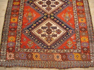 Antique Luri-Qashqai tribal rug from Southwest Persia with a happy design full of people and animals. 19th century. Size: 275x150cm / 9ft x 5ft  www.najib.de
       