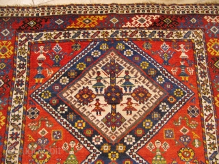 Antique Luri-Qashqai tribal rug from Southwest Persia with a happy design full of people and animals. 19th century. Size: 275x150cm / 9ft x 5ft  www.najib.de
       