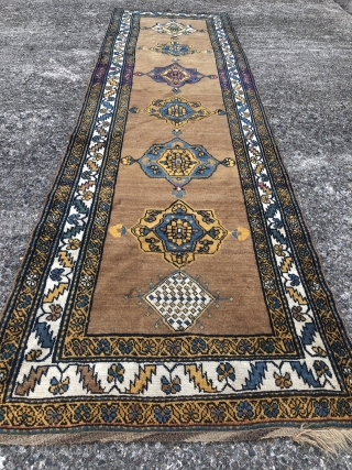 Antique Northwest Persian (Kurdish?) runner, 19th century, beautiful camel ground color. Size: ca. 350x100cm / 11'5ft x 3'3ft               