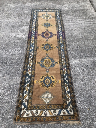 Antique Northwest Persian (Kurdish?) runner, 19th century, beautiful camel ground color. Size: ca. 350x100cm / 11'5ft x 3'3ft               