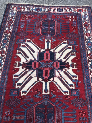 German estate find: Antique "Adler" Kazak inspired Karadja rug from Northwest Persia, size: 415x150cm / 13'6''ft by 5ft               