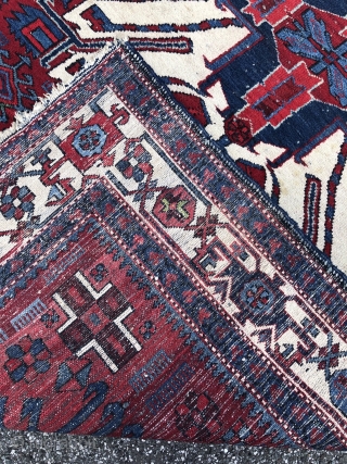 German estate find: Antique "Adler" Kazak inspired Karadja rug from Northwest Persia, size: 415x150cm / 13'6''ft by 5ft               