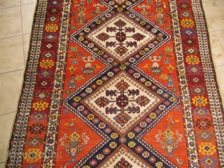 Antique Luri-Qashqai tribal rug from Southwest Persia with a happy design full of people and animals. 19th century. Size: 275x150cm / 9ft x 5ft  www.najib.de       