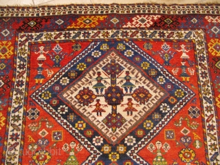 Antique Luri-Qashqai tribal rug from Southwest Persia with a happy design full of people and animals. 19th century. Size: 275x150cm / 9ft x 5ft  www.najib.de       