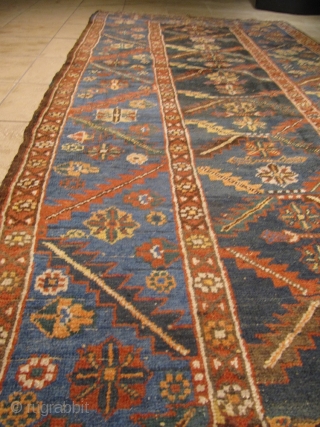 Very deorative antique Northwest Persian long rug with a hacksaw blade design. Size: ca 370x130cm / 12'2'' x 4'2''ft www.najb.de             