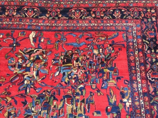 Oversize antique Persian Bakhtiary rug with lots of parrots and birds, large size: ca. 630x400cm / 20'7''ft x 13'2''ft              