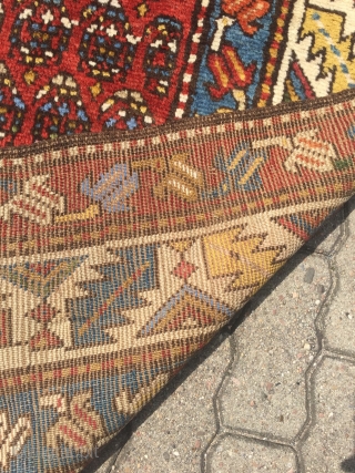 Antique Caucasian Gendje long rug with chunky pile and beautiful saturated colors, size: 287x107cm / 9'4''ft x 3'5''ft               