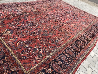 This big antique Persian Saruk carpet or so called "American Saruk" came out of an old German estate. It is very decorative and has a large size: circa 495x340cm /  16'3''ft  ...