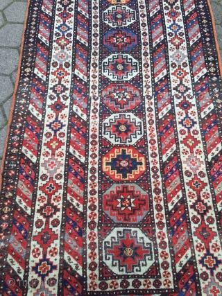 Antique Caucasian long rug. Very good condition with full pile and glossy, shiny wool. Size:ca.325x130cm / 10'7''x 4'3''ft www.najib.de              