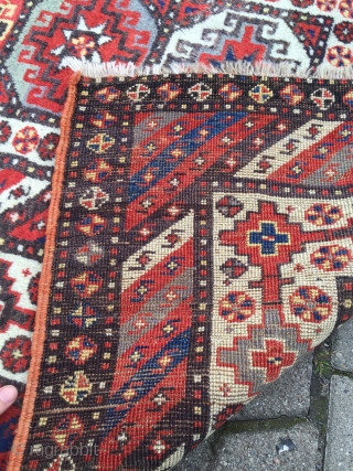 Antique Caucasian long rug. Very good condition with full pile and glossy, shiny wool. Size:ca.325x130cm / 10'7''x 4'3''ft www.najib.de              