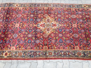 Antique Persian Malayer rug, size: 315x145cm / 10'4''ft x 4'8''ft.                       