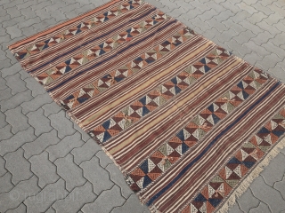 Antique Anatolian Kilim / flatweave, size: 210x137cm / 7ft x 4'5''ft                      