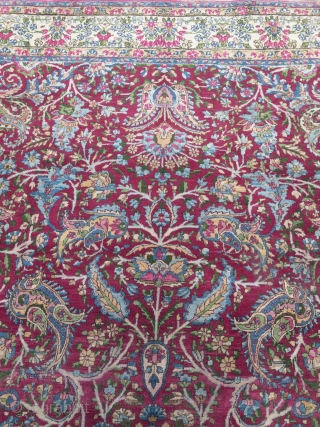 Fine antique Persian Kirman Ravar carpet. Size: 380x275cm / 12'5''ft x 9'1''ft, little old moth damage in the border (see picture)            