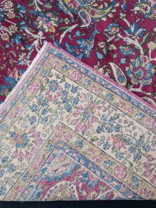 Fine antique Persian Kirman Ravar carpet. Size: 380x275cm / 12'5''ft x 9'1''ft, little old moth damage in the border (see picture)            