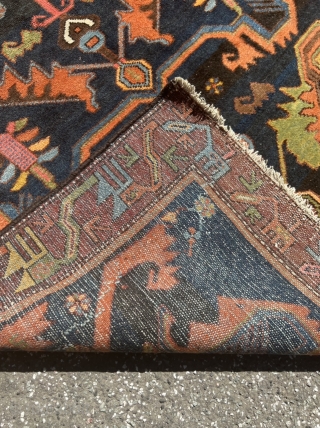 Antique Persian Malayer rug. Very nice design. Beautiful bird border, lovely little animals inside the field. Navy blue field color. Size circa 190x140cm / 6’3ft by 4’6ft www.najib.de     