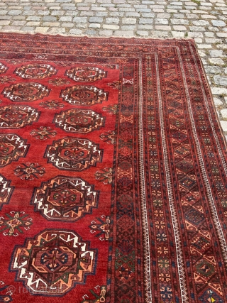 A very large antique Turkmen carpet from the Amu Darya region / North-Afghanistan. Size: circa 660x325cm / 21’6ft by  Age: 10’7ft , age: circa 1900. http://www.najib.de      