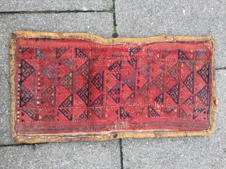 Antique Turkmen Tekke Khorjin / double bag with embroidered backside , size: ca. 80x40cm / 2'6''ft x 1'3''ft               