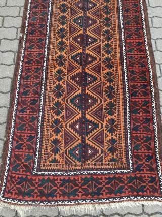 rare antique Baluch runner, size: ca 370x93cm / 12'2'' x 3ft
                      