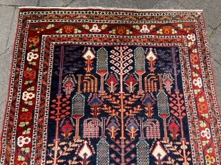 Antique Persian Bakhtiary rug with a so called Bid Majnun design of Cypress and Willow trees on a navy blue field. Size ca. 200x150cm / 6’6ft by 4’9ft http://www.najib.de    