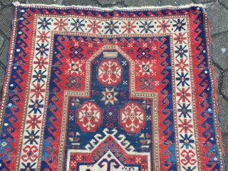 Antique Caucasian Fachralo prayer rug, age: 19th century. Size: 182x115cm / 6ft x 3'8''ft , some wear, still a very nice rug.           