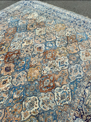 Decorative antique Persian Tabriz carpet from the 1920s, fine weave and pale colors. Size: circa 405x295cm / 13,3ft by 9,7ft http://www.najib.de            