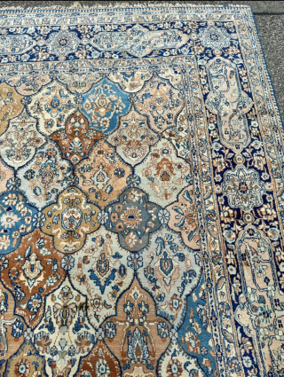 Decorative antique Persian Tabriz carpet from the 1920s, fine weave and pale colors. Size: circa 405x295cm / 13,3ft by 9,7ft http://www.najib.de            
