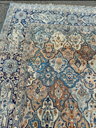 Decorative antique Persian Tabriz carpet from the 1920s, fine weave and pale colors. Size: circa 405x295cm / 13,3ft by 9,7ft http://www.najib.de            