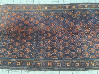 Large antique Baluch rug from West-Afghanistan with long flat woven kilim ends, woven in two parts. Good overall condition. Size: ca. 280cm x 135cm / 9'2''ft x 4'4''ft  www.najib.de   