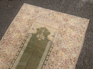 Fine antique Turkish Panderma prayer rug, beautiful mint green field color. Size: 165x125cm / 5'4''ft x 4'1''ft                